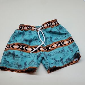 Toddler Teal and Orange Patterned Shorts